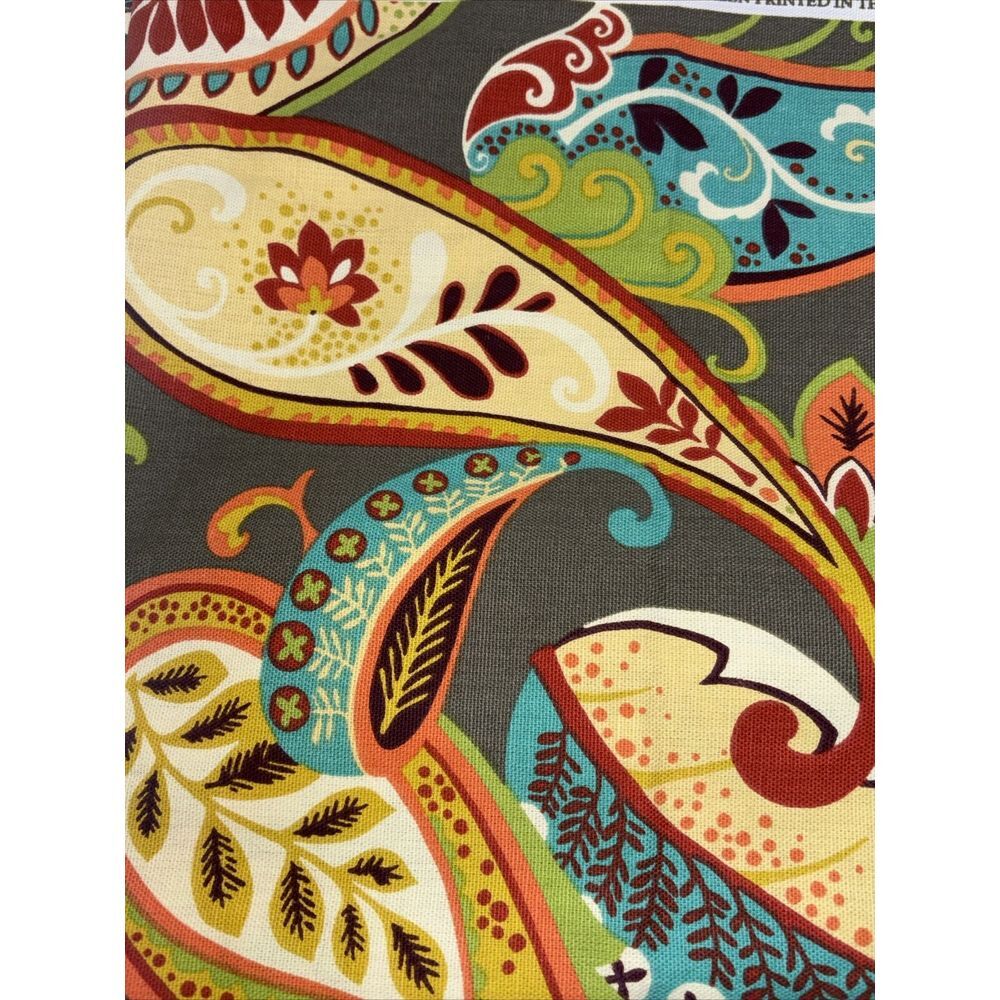 Whimsy Fabric Covington 2013 1-2 Yds Paisley Bright Flowers Green Orange Yellow